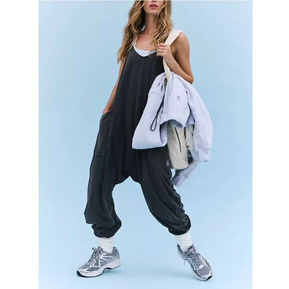 New FREE PEOPLE MOVEMENT Women's Washed Black Hot Shot Romper Size S - Picture 1 of 9